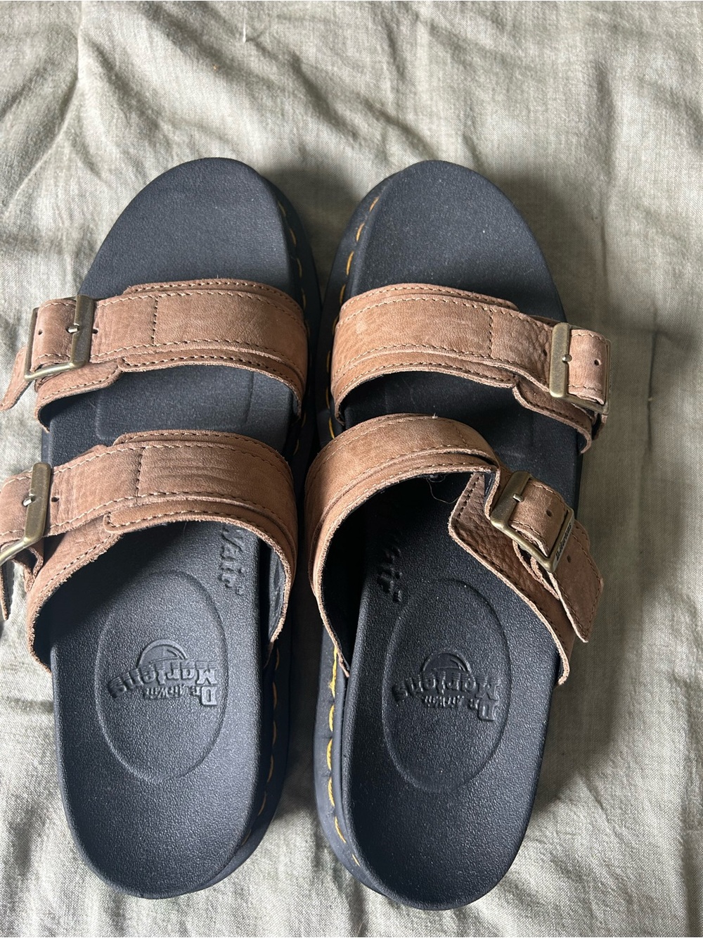 Doc Martens Brown Double-Strap Slide Sandals